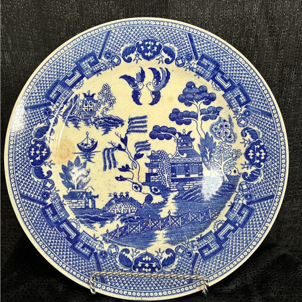Vintage Blue & White Willow Plate | Made in Japan | 9.25” | Classic Transferware